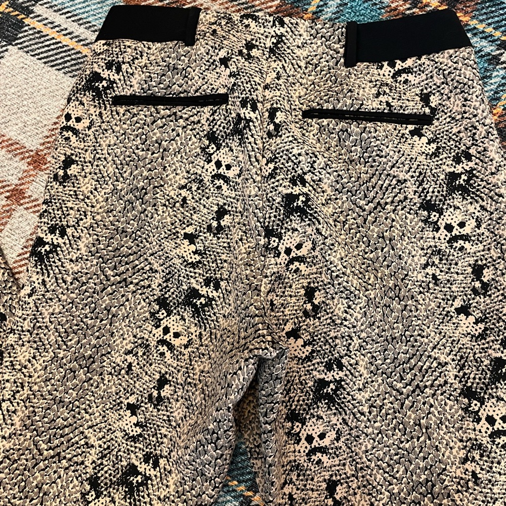 Whistles Black and Tan snake print trousers